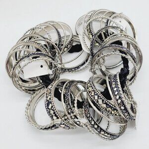 Lot of 41 Metal Napkin Ring Holders Silver & Black Made In India Home Dining